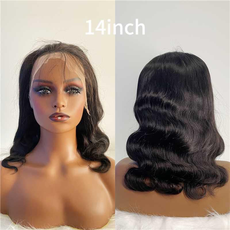 BODY WAVE BRAZILIAN HAIR WIGS BLACK  14, INCHES